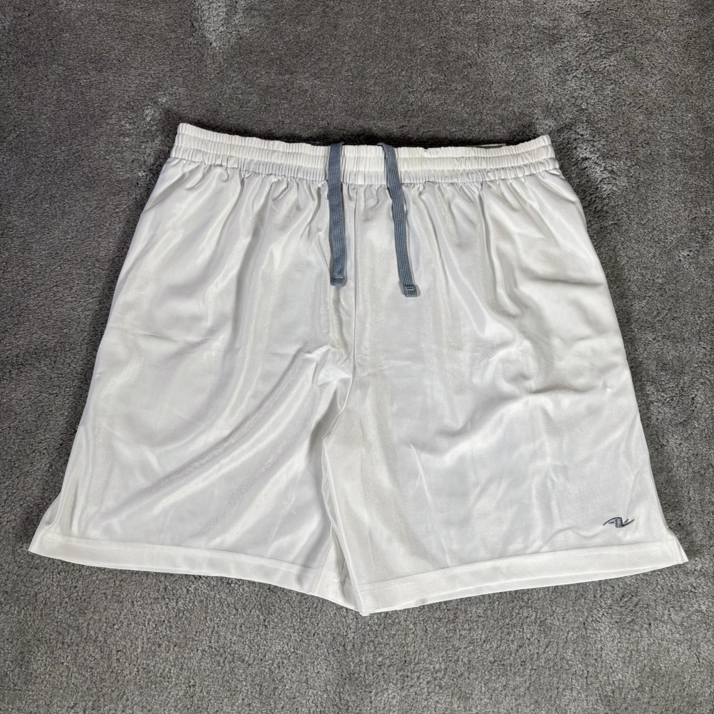 Vintage Athletic Works Shorts Mens XL White Dazzle Shiny Silky Athletic Gym NWT
